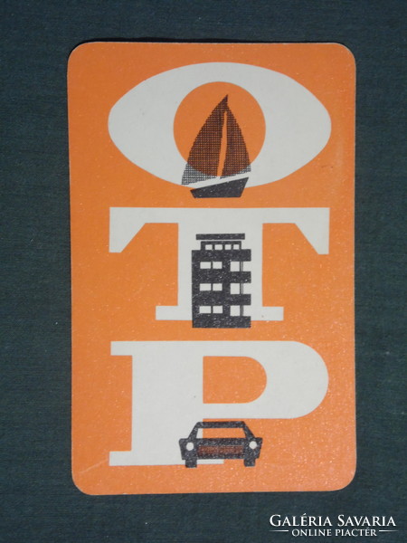 Kártyanaptár, OTP takarékpénztár, grafikai rajzos,autó,hajó, 1966 ,  (1)