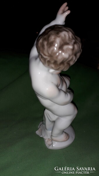 Antique Herend porcelain baroque peeing angel face - putto - figure 18 cm according to the pictures