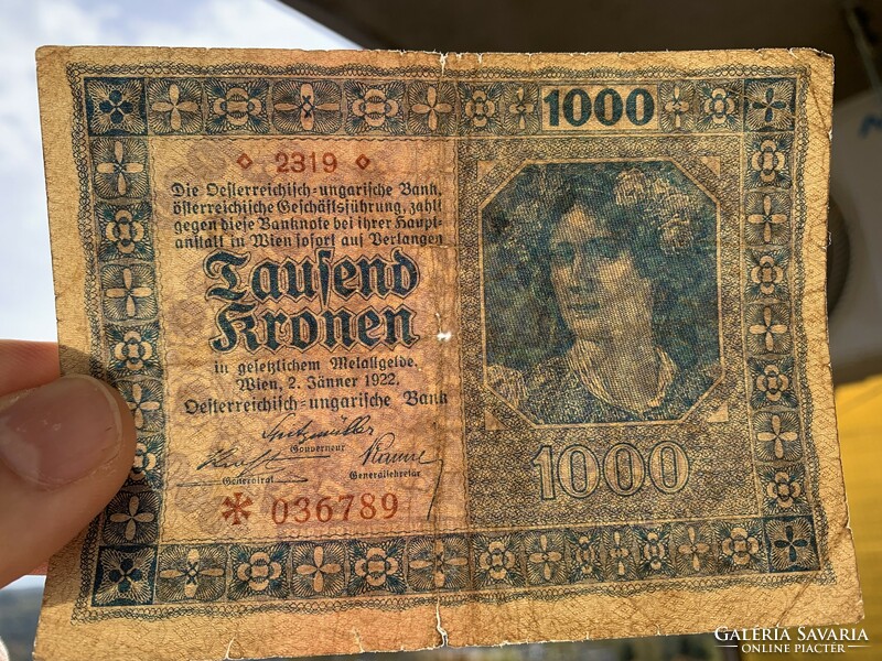 1000 Kronen / 1000 Korona Austria 1922 jan 2 CSILLAGOS