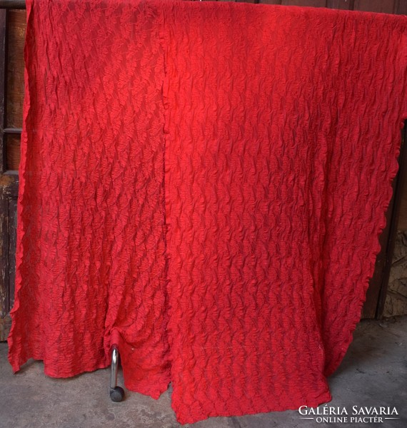 Textile material red thin stretch synthetic fiber transparent pattern 480 x 140 cm curtain decor cut sewing