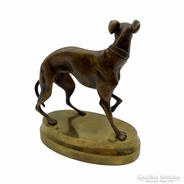 Bronze greyhound on oval pedestal - m01323