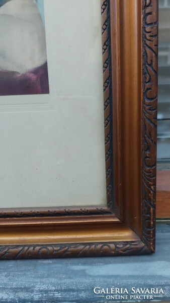 Glazed gold-wood picture frame, internal size 45x35 cm