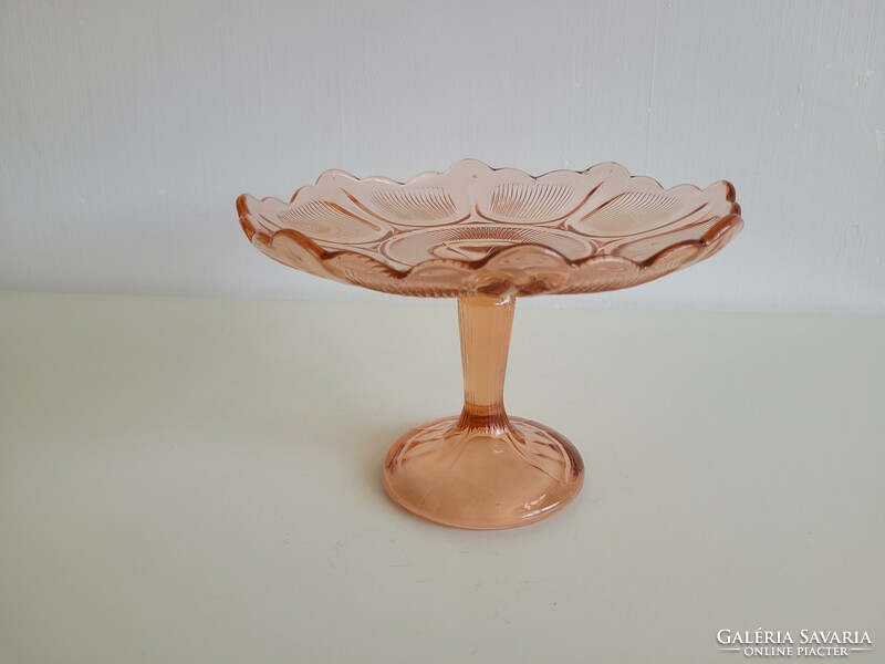 Old glass bowl with base pink glass cake bowl fruit bowl with base bowl offering
