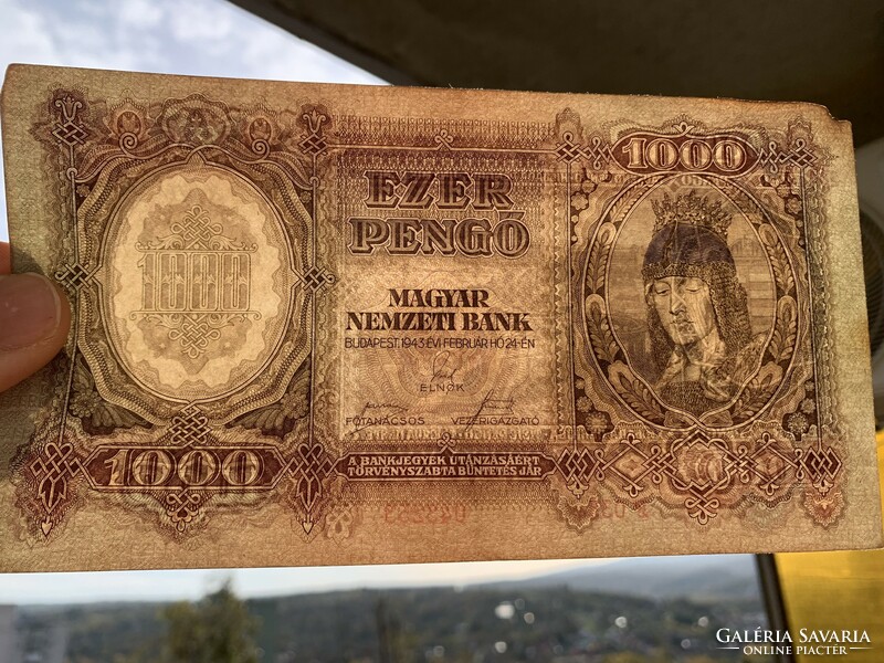 1000 Pengő 1943 feb.24 Szálasi bankjegy