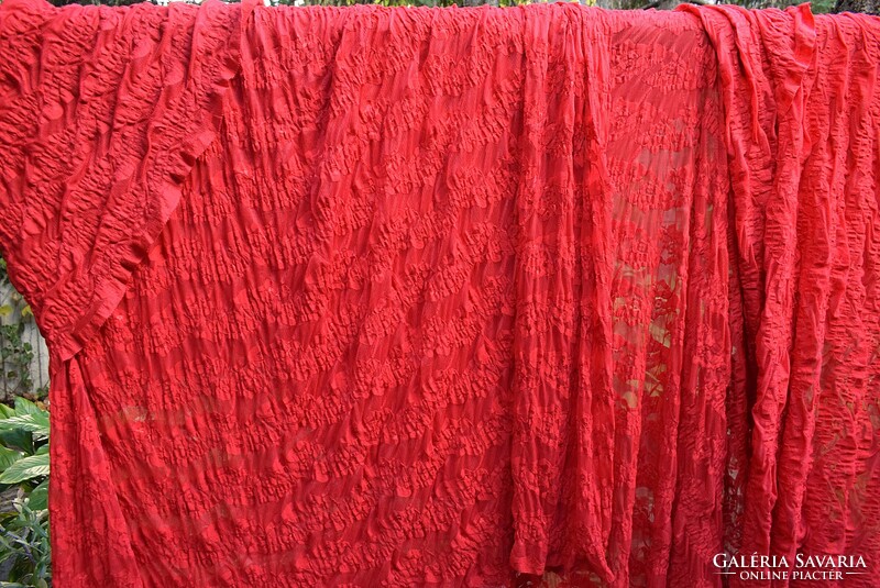 Textile material red thin stretch synthetic fiber transparent pattern 480 x 140 cm curtain decor cut sewing