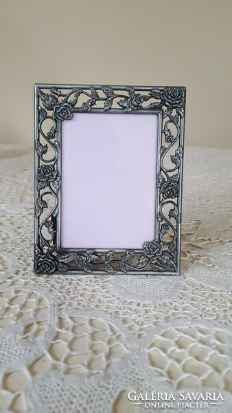 Small openwork, pink pewter picture frame