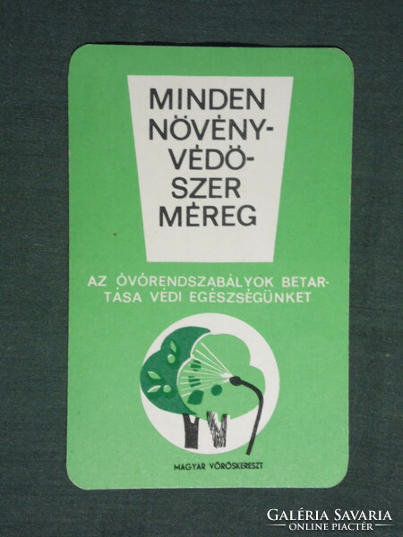 Kártyanaptár,Magyar Vöröskereszt, egészség megelőzés,nővényvédőszer méreg,grafikai,, 1966 ,  (1)