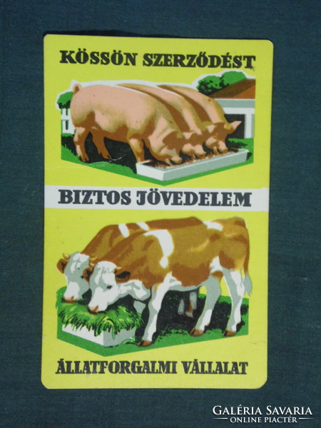 Card calendar, livestock trading company livestock breeding, graphic artist, pig, cow, 1965, (1)