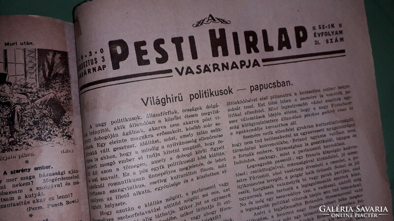1930. August 3. 31. No. of the Pest news paper Sunday picture weekly newspaper picture newspaper according to the pictures