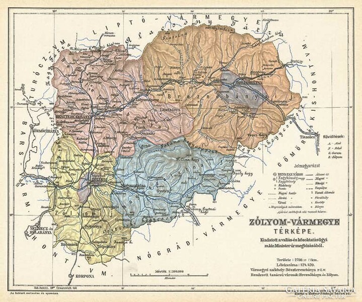 Map of Zólyom county (reprint: 1905)