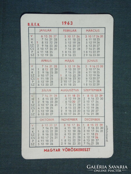Card calendar, Hungarian Red Cross, health prevention, wash hands graphic artist, 1963, (1)