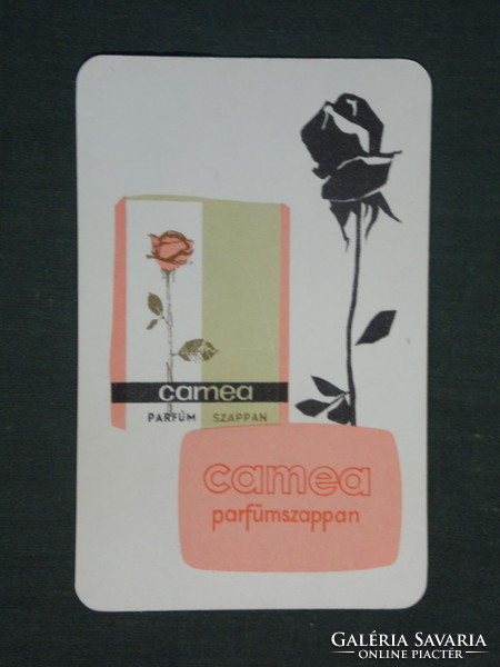 Kártyanaptár, Camea parfűm szappan, Kozmetikai vállalat ,grafikai rajzos, 1966 ,  (1)
