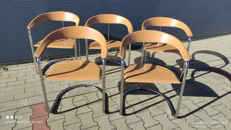 Available on sale! Tubular minimalist canasta chair made in Italy 1970s 5 pcs - price per piece