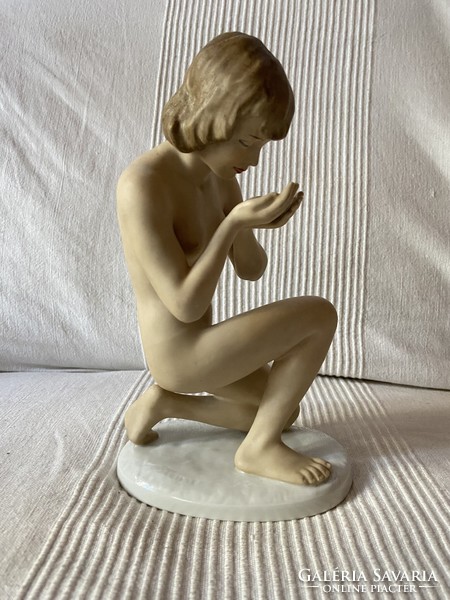 Old, rare schaubach kunst full-length female nude porcelain statue