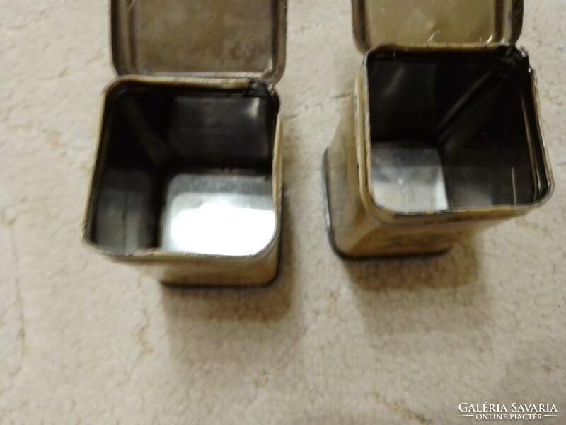 Old retro small metal spice boxes. 2 together.