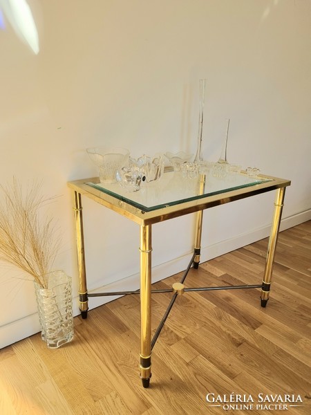 Hollywood regency style vintage glass table, coffee table