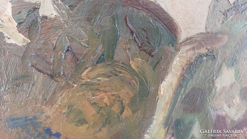 (K) Thuróczy Zoltán napraforgó csendélet festmény 54x75 cm kerettel