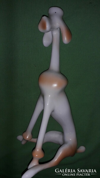 Hollóházi ART DECO uszkár porcelán kutya figura 19 cm HIBÁTLAN a képek szerint