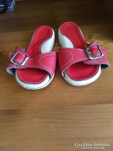 Old children's leather slippers, size 24