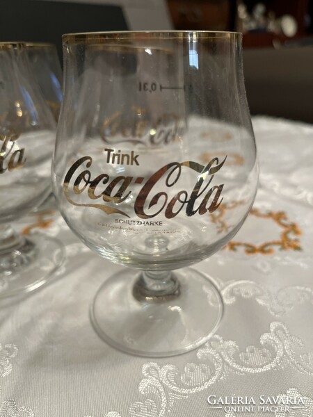 4 Very rare, collector's vintage, German stemmed coca cola glasses