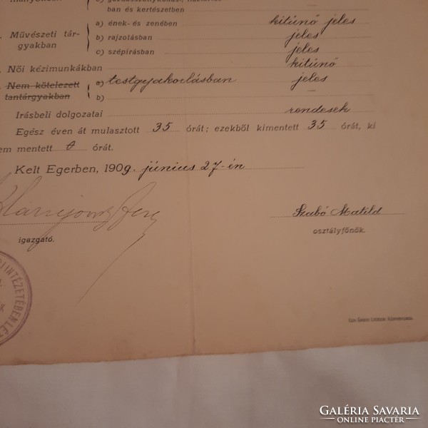 Teacher training certificate Institute of English Misses in Eger 1909