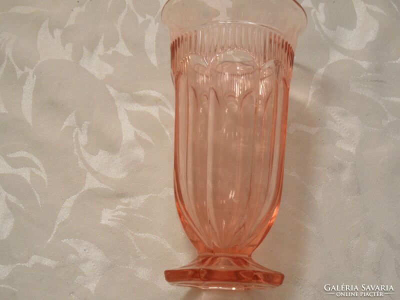 Art deco színes, rózsaszín üveg váza
