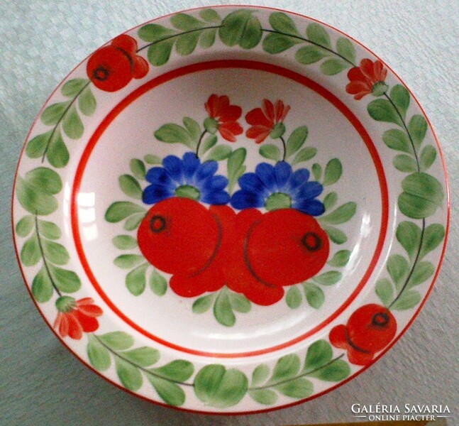 Porcelán tányér piros kék virágos eladó