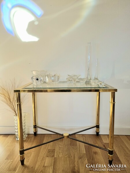 Hollywood regency style vintage glass table, coffee table