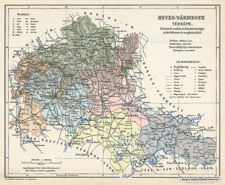 Map of Heves county (reprint: 1905)