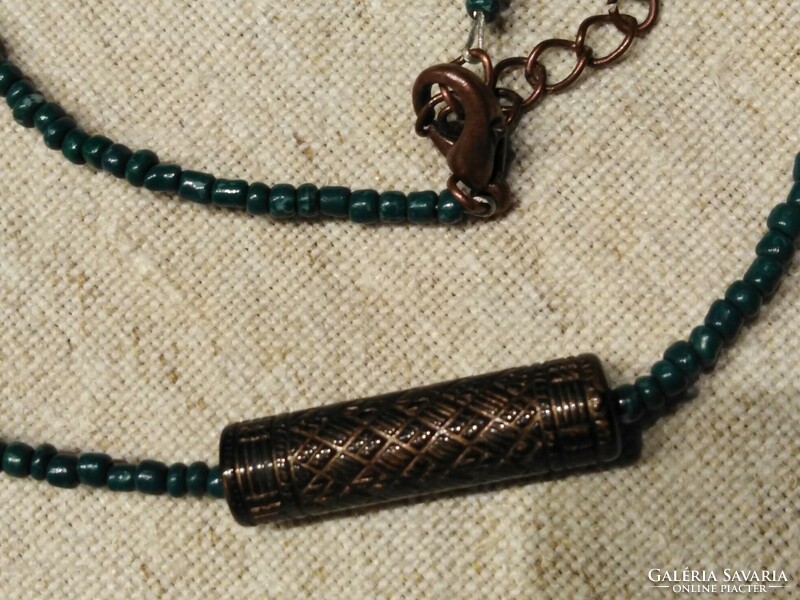 Traditional necklace - antique brass, turquoise