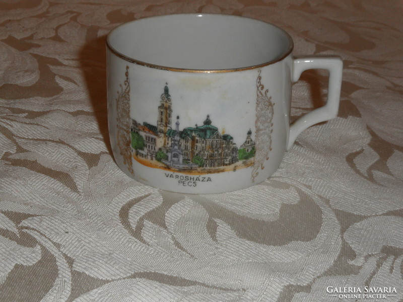 Zsolnay antik porcelán emlék csésze, bögre ( Városháza Pécs )