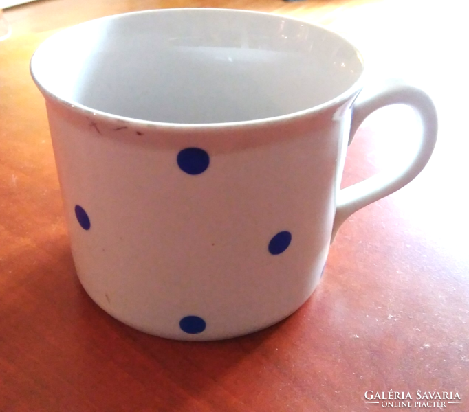Antique rare blue speckled, dotted marked Zsolnay porcelain tumbler, mug, cup, approx. 1 Liter