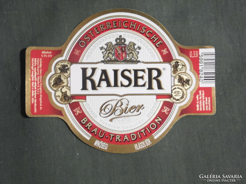 Beer label, Hungarian brewery, brewery, brau sopron brewery, kaiser bier beer