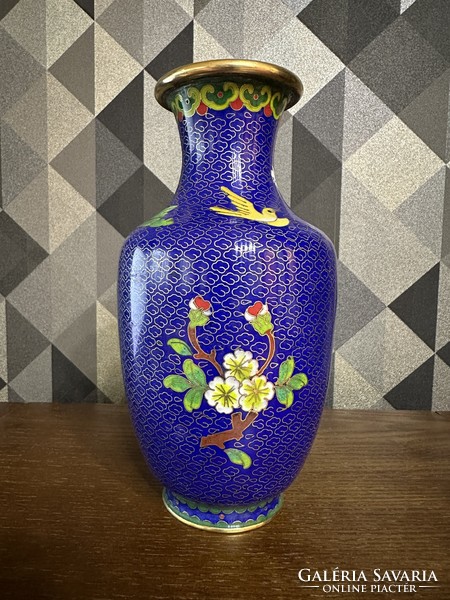 Rekesz zománc nagyméretű (Cloissoné) antik váza 20,5 cm