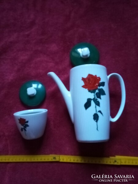 Bavaria porcelán rózsás teás készlethez kancsó, kiöntő és  cukor tartó