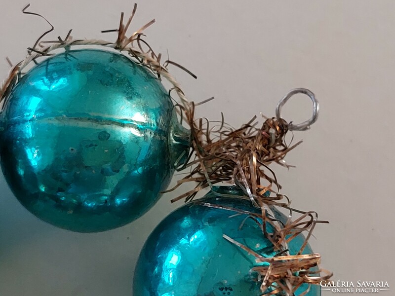 Old glass Christmas tree ornament blue glass ornament