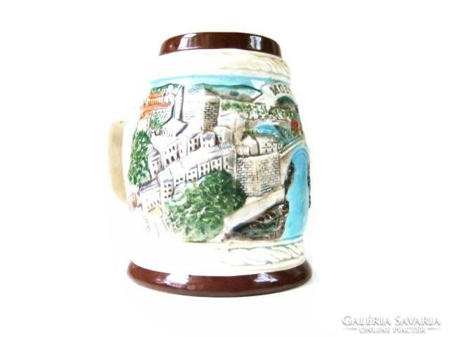 Mostar relief ceramic jug, spectacular large mug