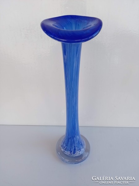 Blue tulip glass vase