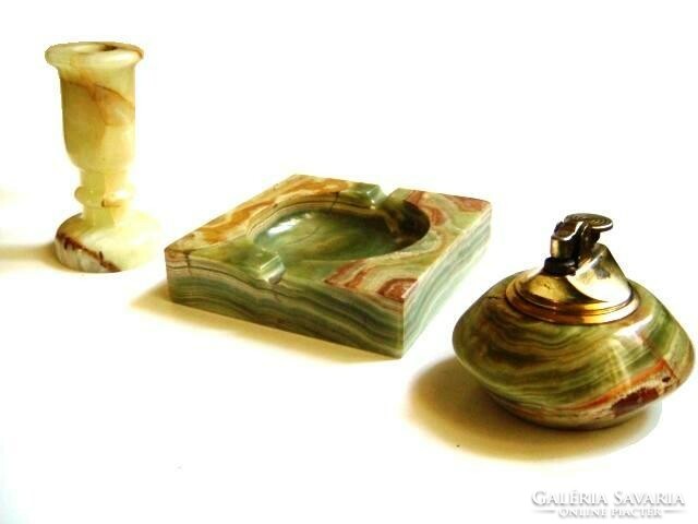 Onyx salon decoration - desk wedge, elegant marble smoking set