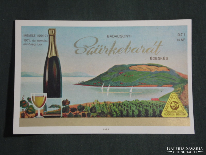 Wine label, Balatonfüred cellar farm, Badacsony bottler, Badacsony gray friend