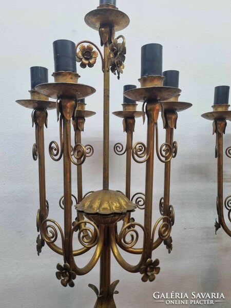 A pair of imposing copper table lamps with classical lines and art nouveau style - 05444
