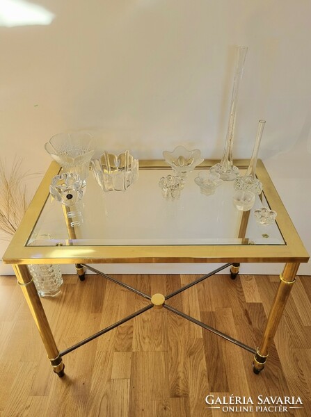 Hollywood regency style vintage glass table, coffee table