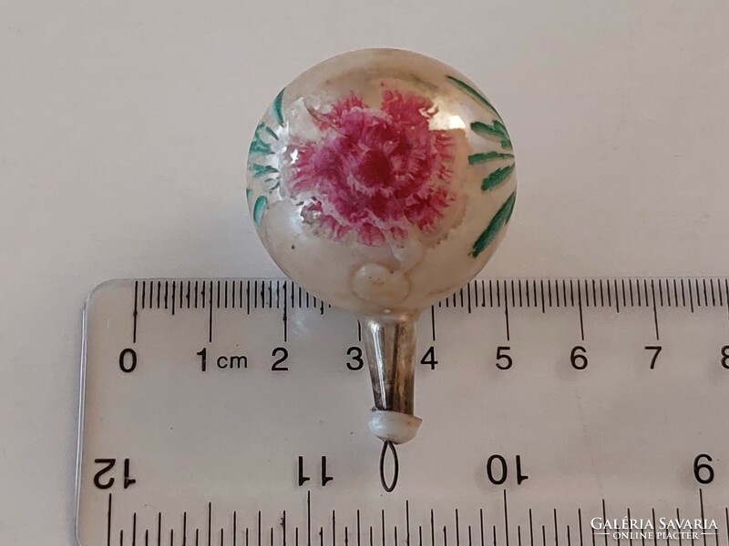Old glass Christmas tree ornament mini floral sphere glass ornament