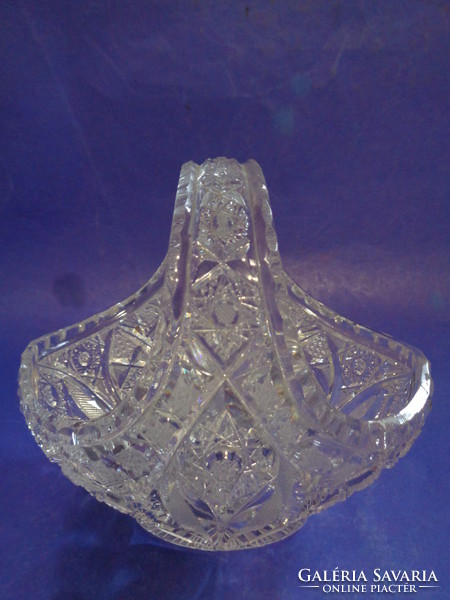 Lip lead crystal basket with handles - offering