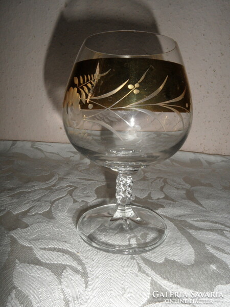 Bohemia polished glass whiskey glass with gold pattern (6 pcs.)