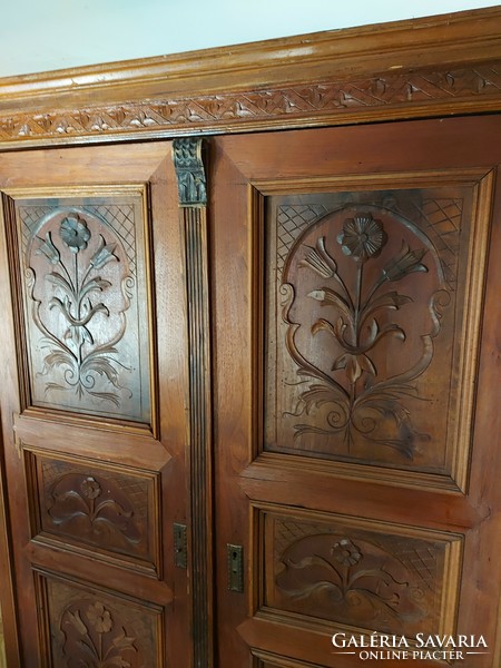 German pewter floral cabinet with shelves