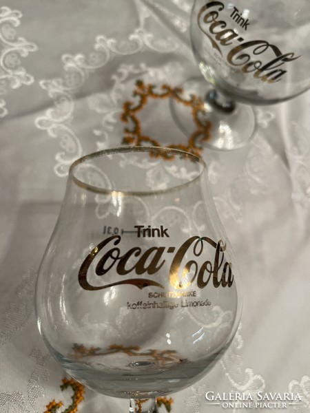 4 Very rare, collector's vintage, German stemmed coca cola glasses