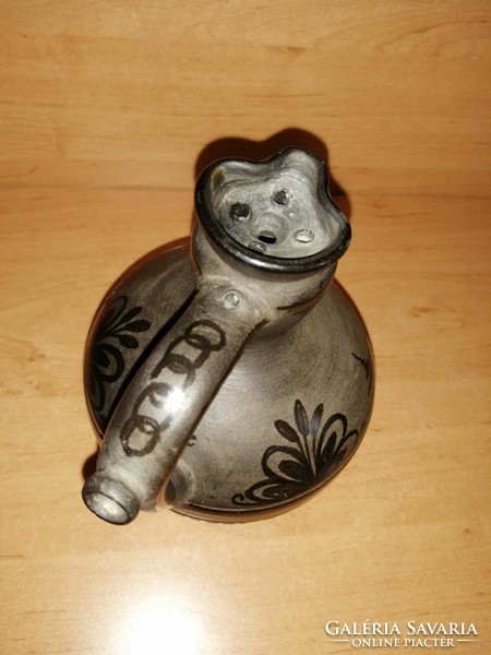 Hódmezővásárhely csaba z. Black ceramic rattle jug - 18 cm high (10/d)