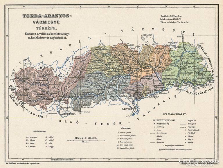 Torda-Aranyos vármegye térképe (Reprint: 1905)
