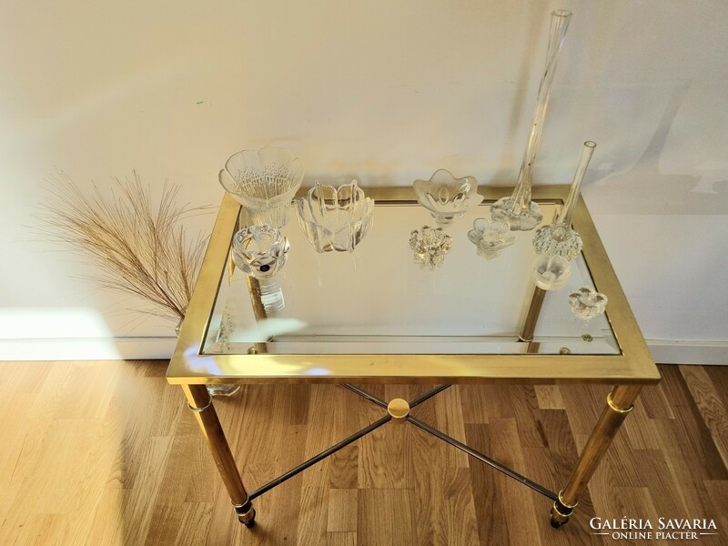 Hollywood regency style vintage glass table, coffee table